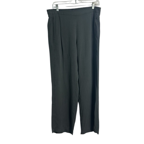 Eileen Fisher Pull On Straight Wide Leg Green Grey Trouser Pants M Minimalist - Picture 1 of 14